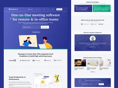 Peoplebox Marketing Homepage communication data editor illustration landing landing page marketing marketing site meeting note taking notes performance productivity tracking transparency ui ui ux