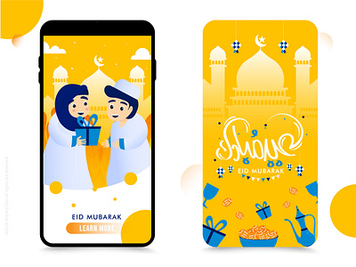 Mobile UI abstract back cover celebration character colorful decoration design dribble eid eid mubarak gifts handrawn happy iftar illustration mobile mosque party ui uiux