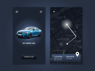 Daily UI 020 Location Tracker adobexd app design bmw dailyui dailyuichallenge design illustration illustrator location app location tracker ui user experience user interface ux vector