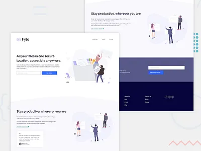 Fylo landing page with two column layout css3 flexbox front end development html5 ui webdesign