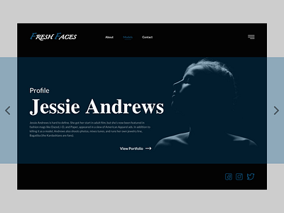 Fresh Faces-Model Profile UI design design minimalism model profile social icons ui