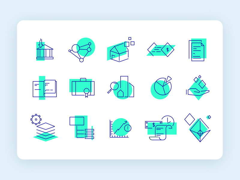 Example of Blockchain App Icon Set