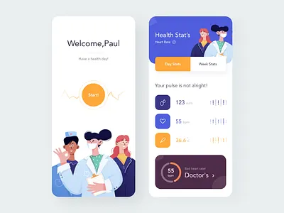 Heart Health Mobile App app clean doctor app health health app healthcare heart illustration medicine app minimal mobile ui