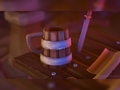 Town Musicians of Bremen (2/4) 3d 3d model 3dart bar colors dnd environment fantasy gameart gameasset gameready illustration knife lowpoly maya modeling substancepainter tankard tavern weapon