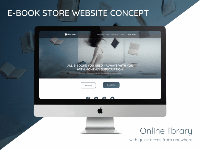 e book store - website animated prototype animation design figma landing page design landingpage online store prototype animation prototyping subscription ui uidesign uiuxdesign ux web concept webdesign