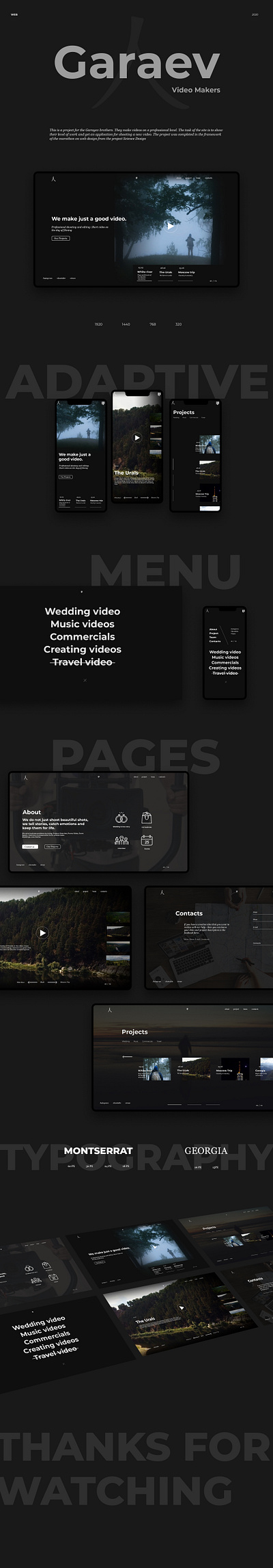 Videography Website for Brothers Garaevs dark dark theme dark ui minimalism minimalist ui ux videography