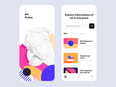 Art Picker - UI concept abstract ancient app design art article clean clear design figma flat flat design flat illustration illustraion iphone x minimal minimalist mobile picker sculpt ui