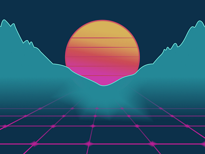 Retro Sunset 80s 80s style color design futuristic gradient gradients grid grid design grid system landscape neon perspective perspective grid retro retro design scifi sunset synth synthwave