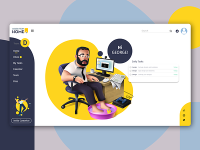 Work From Home - Task Management Platform character clean design design illustration prototype task management ui uidesign ux web design webdesign work workfromhome