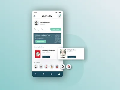 Book App User Profile app audiobook books bookshop daily ui mobile ui profile profile page ui user interface user profile