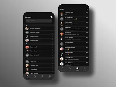 Dark mode messenger dark dark theme dark ui design iphone messenger mobile app mobile design ui