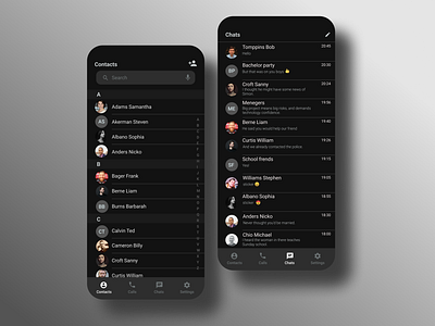 Dark mode messenger dark dark theme dark ui design iphone messenger mobile app mobile design ui