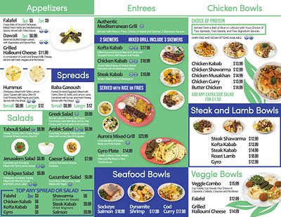 Aurora trifold back design adobe illustrator board mediterranean menu menu design restaurant tri fold