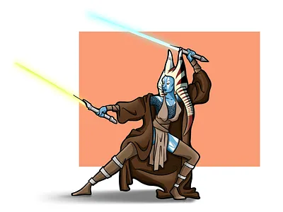Jedi alien art design graphic graphic art illustration lightsaber procreate star wars togruta warrior