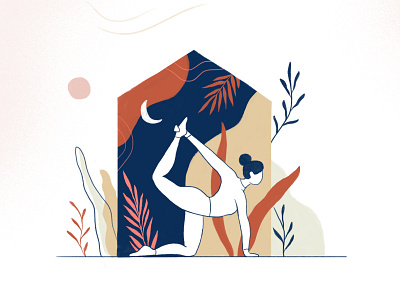 Yoga flat floral house illustration texture woman yoga