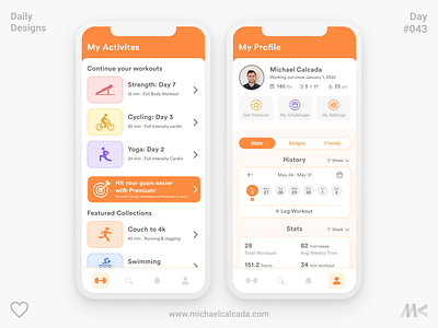 Daily Designs in Quarantine #043 activity app biking club concept coronavirus covid19 dailyui dailyuichallenge design fitness health nike run shape sworkit ui ux workout workoutapp