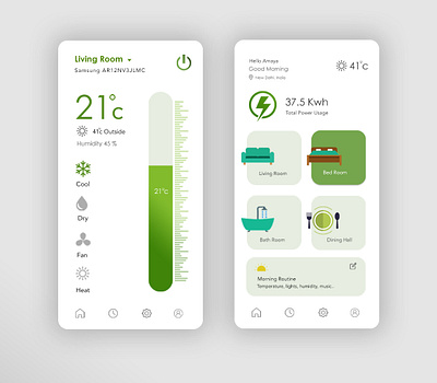 Green Smart Home App app green minimal minimalist smarthome ux