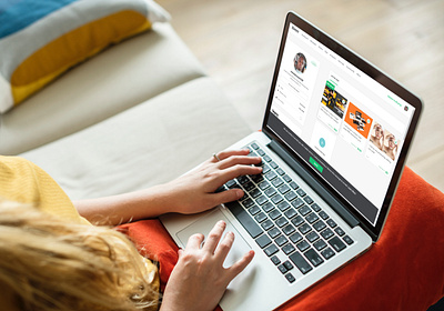 Free Girl Working on Laptop Mockup PSD branding design mock up mockups ui ux web website design website mockups websites