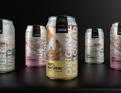 Lorina Packaging Concept & Render 3d design bontorno branding concept design france french lemonade logo packaging render soda sparkling summer typogaphy vector