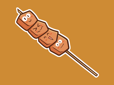 Satay Expression cartoon cute design funny illustration indonesia kawaii meal satay smile snack vector