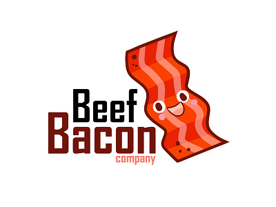 Beef Bacon co beef bacon branding cartoon cute design food funny illustration kawaii logo meals meat smile template vector