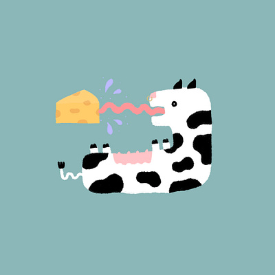 Moo and Cheese colorful design illustration procreate