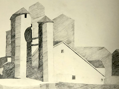 Grainery building drawing grain grainery pencil shed