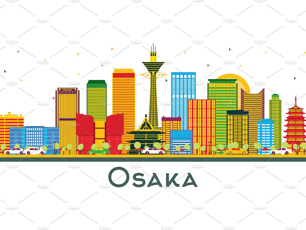 Osaka Japan City Skyline. by Igor Sorokin on Dribbble