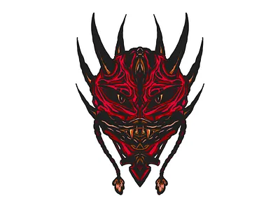 Darth Maul Inspired Mask illustration illustrator ipad ipad pro japanese mask nature procreate sax skull