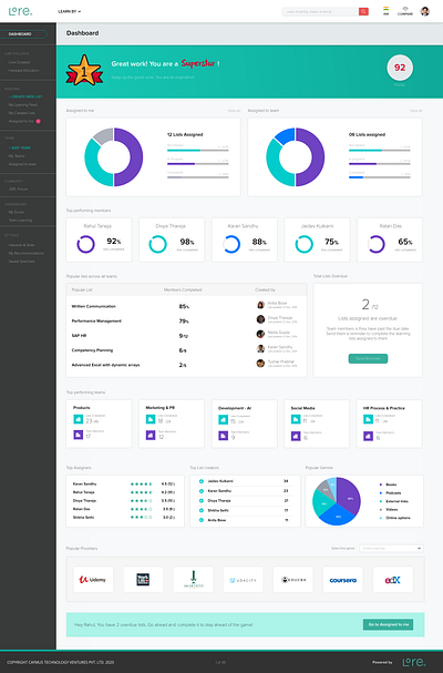 Learning Experience Platform - LoreForTeams concept design interaction design product design product designer product management product manager user experience user flow