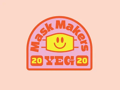 Mask Makers YEG Patch 2020 alberta covid covid 19 edmonton makers mask organge patch pink sticker yeg
