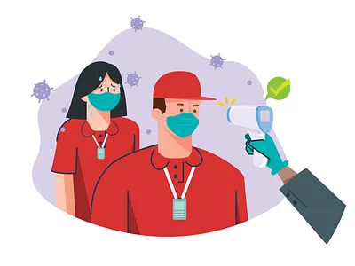 Checking Body Temperature branding covid19 handsanitizer illustration ui vector vectorclans virusprevention washhand