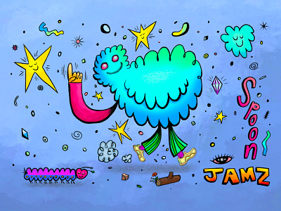 SpoonJamz! blobs cartoon caterpillar comic design digitalart illustration jam procreate spoon star