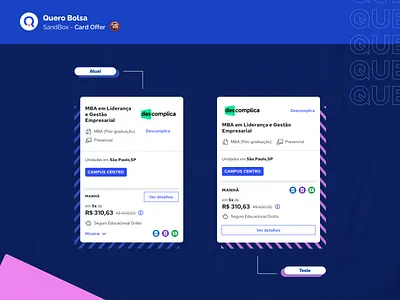 Quero Bolsa - SandBox Card Offer bolsa card card design cardboard facelift ios mobile offer product quero querobolsa ui ux visual design