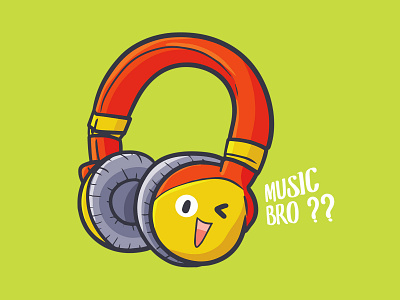 Headphone cartoon cute design funny headphone illustration kawaii smile smiling technology vector