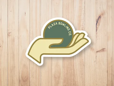 Plaza Bowling Co. - Hand Sticker 5 pin alberta bowl bowling brand brand identity design edmonton gold green hand roll rolling sticker yeg