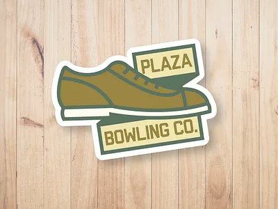 Plaza Bowling Co. - Shoe Sticker alberta bowling bowling alley bowling ball bowling pin brand design edmonton gold green plaza shoes sticker yeg