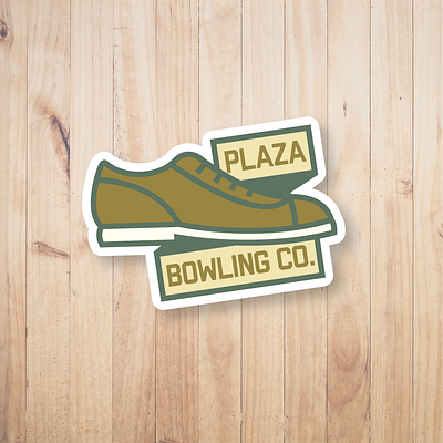 Plaza Bowling Co. - Shoe Sticker alberta bowling bowling alley bowling ball bowling pin brand design edmonton gold green plaza shoes sticker yeg