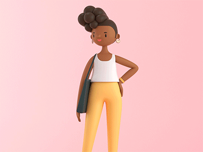 Kiss girl 3d c4d character design illustration render