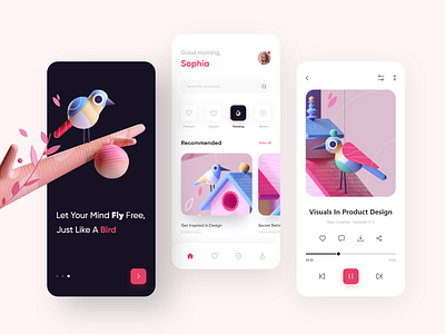 Podcast App Exploration 3d 3d art 3d illustration app design audio app clean ui creative illustration inspiration interactive design minimalism mobile app music app podcast podcast app trend ui trend uidesign uiux