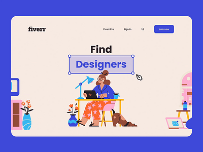 Fiverr - Hero Website Concept animation clean concept design figma flat hero illustration interaction interface ixda landing minimal product design ui user experience user interface ux web web design