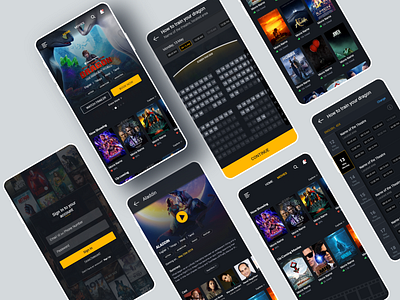 Movie Ticket Booking Application app booking branding e commerce illustration interaction interaction design mobile mobile app motion movie app movie booking movie booking app movies ui uidesign ux web