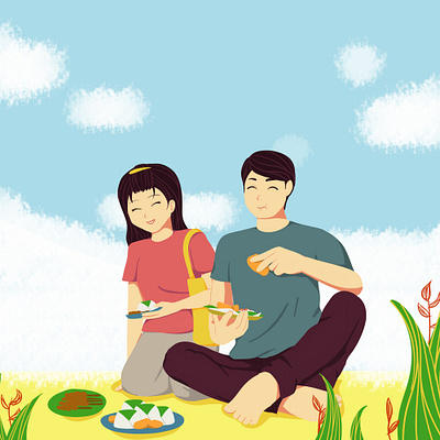 Angkringan angkringan eat food human illustration paint tool sai picnic visualization woman woman illustration yogyakarta