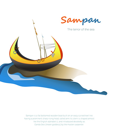 Sampan boat coxs bazar dibbble shot fishing fishing boat illustration minimal sampan sea sea boat