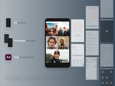 Video Conferencing 🤳🏻 - freebie wireframe kit adobe xd adobe xd templates android app ui kit android ui free ui free ui kit free wireframe kit free wireframes freebie freebie xd layout design mobile app mobile app design ui ux ui design ux design video call video conferencing wireframe design wireframe kit