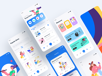 Illustration Learning App-3 2020 app app design application clean color palette design figma flat illustration hand drawn icon illustration illustration art illustrator learning app mobile mobile app design mobile ui ui ux