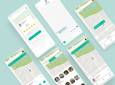 Moov app application car design drive flat map maps minimal mobile app design order pickup service ui ux