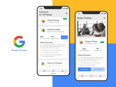 Google Courses App Concept app appconcept courses design google minimal ui uidesign ux uxcourses