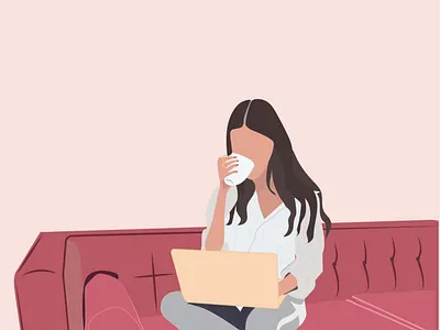 Fashion Woman on Lap Top by Simply Whyte Design design digital digital art graphic design illustration minimal vector