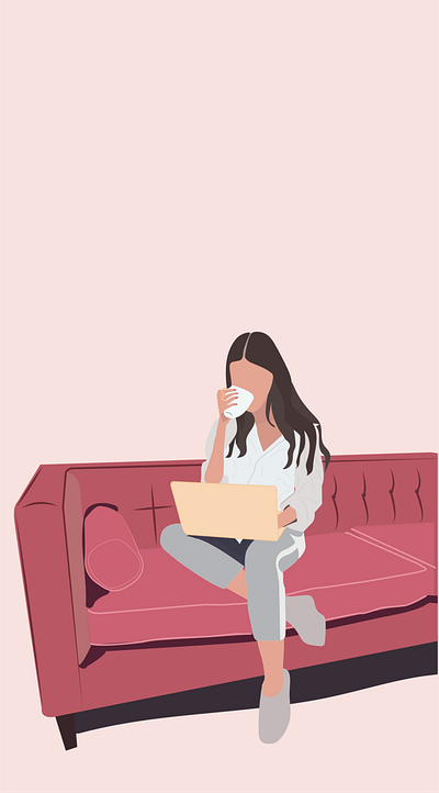 Fashion Woman on Lap Top by Simply Whyte Design design digital digital art graphic design illustration minimal vector